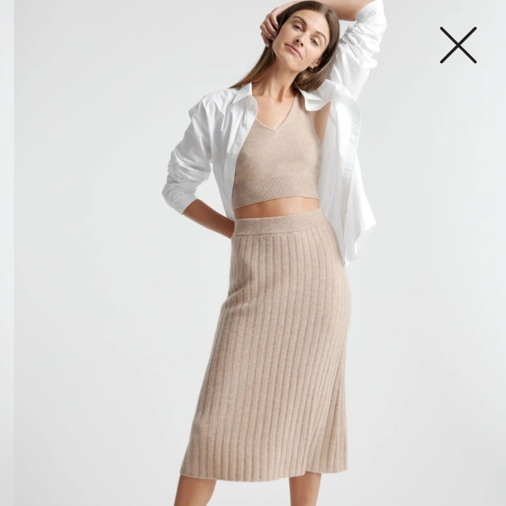 Quince Cashmere Ribbed Mini Skirt